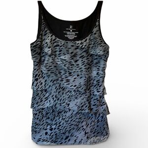 New York and Co gray and black animal print top. EC Size medium